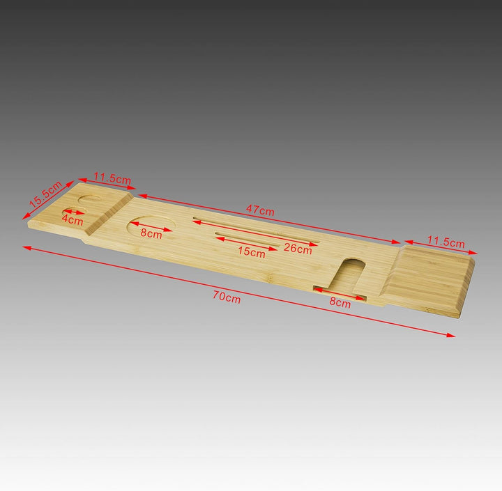 Badekarstativ i bambus, hylde til badekar med holder til tablet/mobil