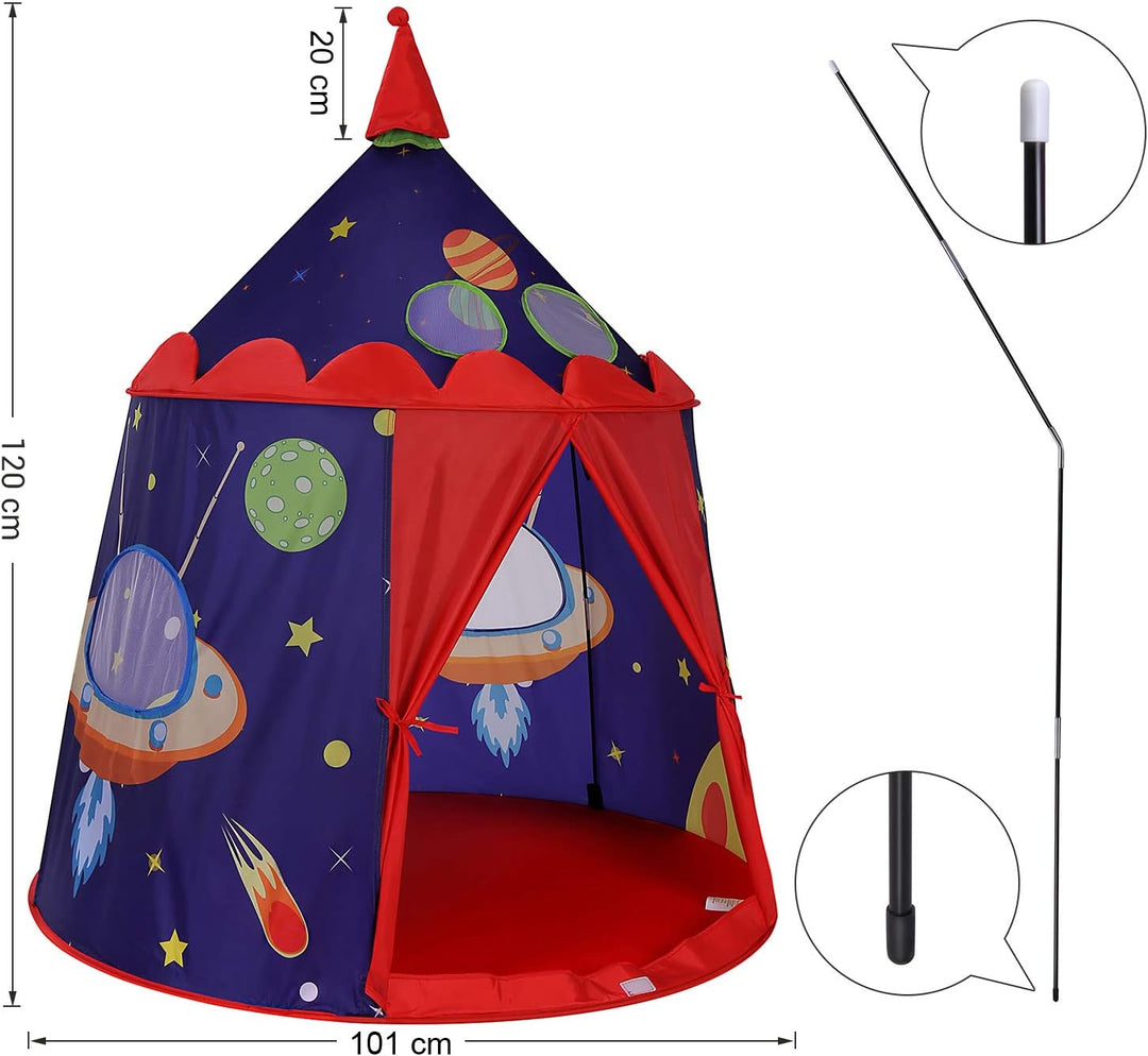 Prince Castle legetelt til småbørn, til indendørs og udendørs brug. Bærbart pop-up teepee med bæretaske, CE EN71-certificeret, blå, mål: 101 x 101 x 120 cm