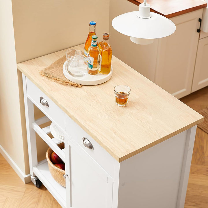 Få mere plads i køkkenet med denne fleksible køkkenvogn i hvid (B87 x D48 x H89 cm)