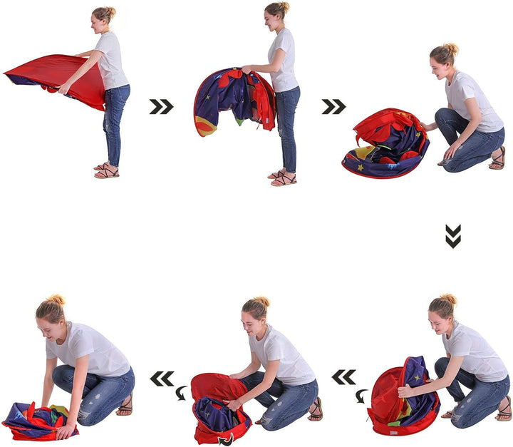 Prince Castle legetelt til småbørn, til indendørs og udendørs brug. Bærbart pop-up teepee med bæretaske, CE EN71-certificeret, blå, mål: 101 x 101 x 120 cm