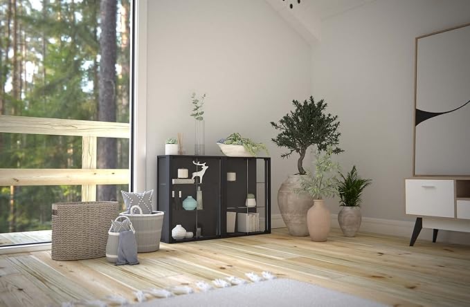 Vægvitrineskab, vægmontre, glasmontre, sort