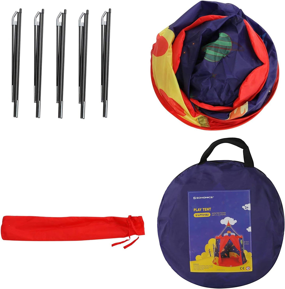Prince Castle legetelt til småbørn, til indendørs og udendørs brug. Bærbart pop-up teepee med bæretaske, CE EN71-certificeret, blå, mål: 101 x 101 x 120 cm