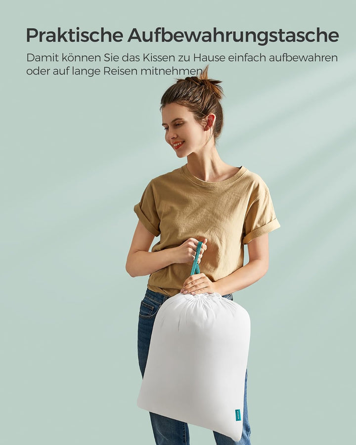 Pude, 80 x 80 cm, fyld 1500 g, blødt betræk i børstet polyesterstof, pude, maskinvaskbar ved 60°, med opbevaringspose, hvid