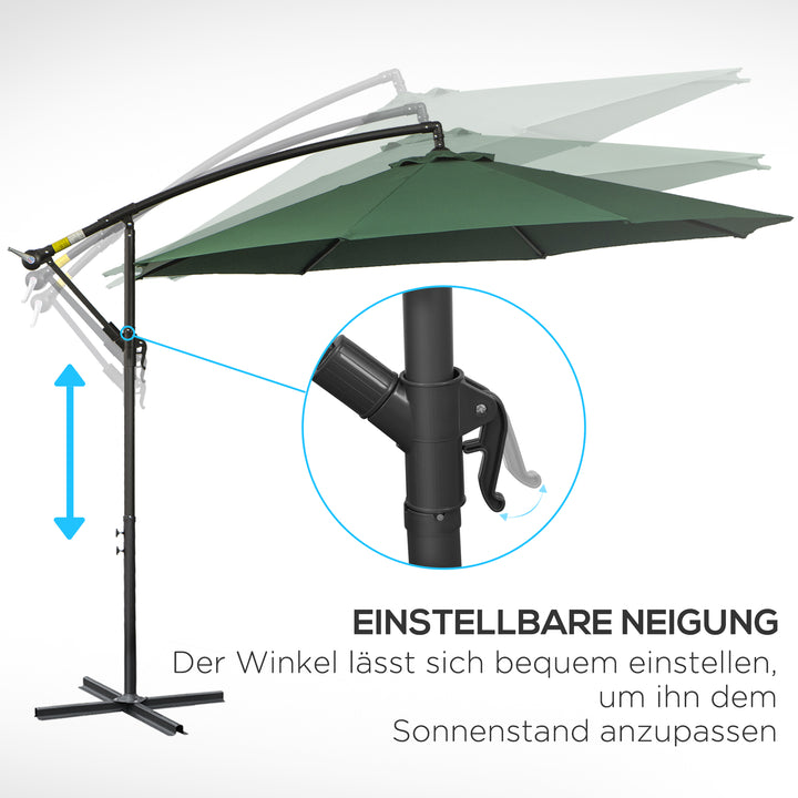 Parasol med håndsving vejrbestandig 3 mx 3 mx 2,5 m xxl grøn