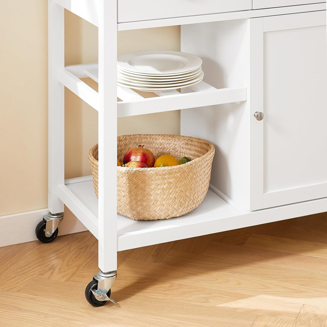 Få mere plads i køkkenet med denne fleksible køkkenvogn i hvid (B87 x D48 x H89 cm)