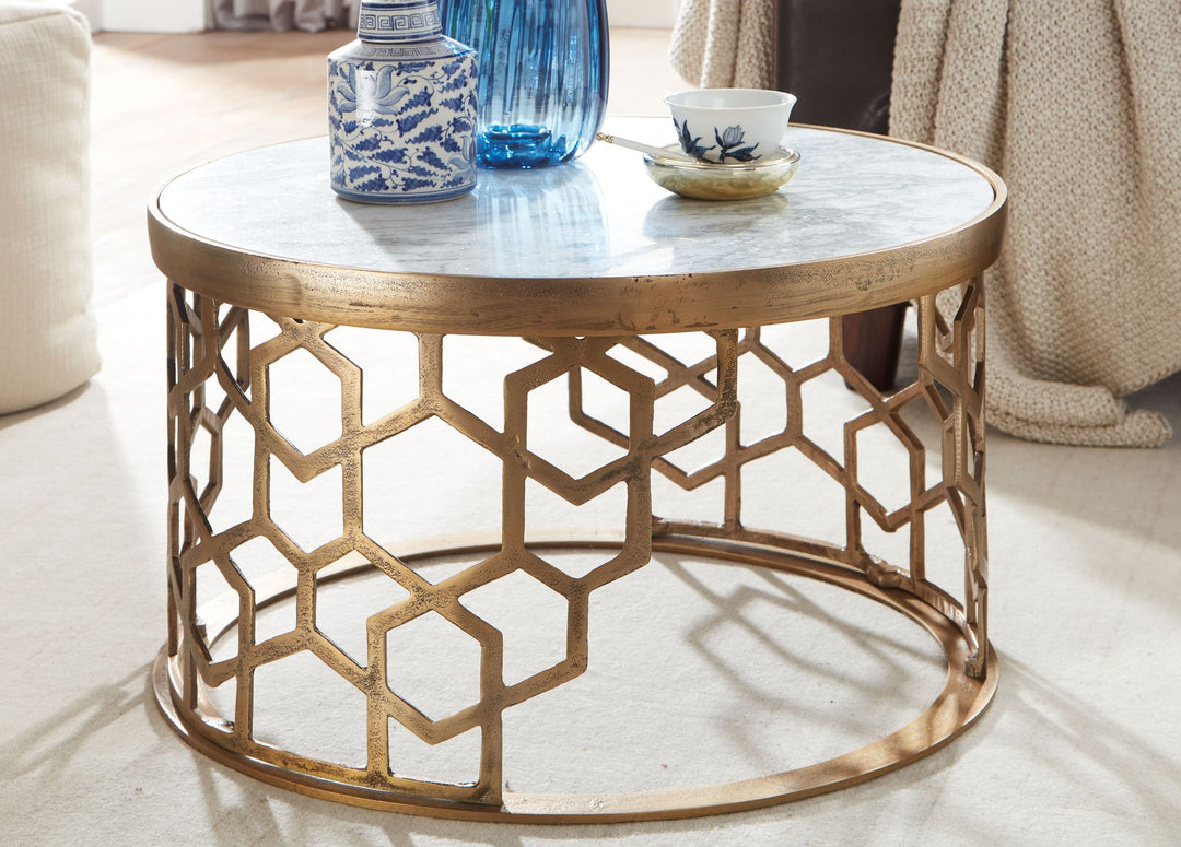 Sofabord, ægte hvid marmor, 60x60x36 cm; sofabord, metal, guld; rundt designerbord til stuen; lille moderne sofabord; sidebord/sidebord til stuen