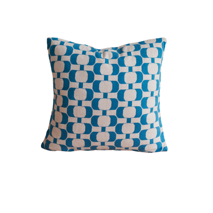 Edith pillow-cover blå, blød Jacquard strikket bomuld