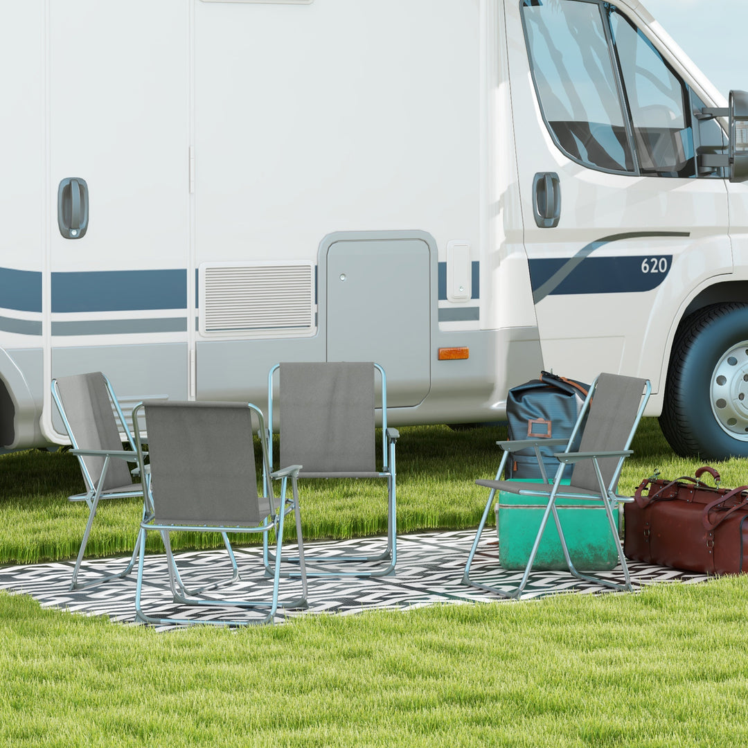 Havestol foldbar campingstol, 53 cm x 54 cm x 76 cm, grå + sølv