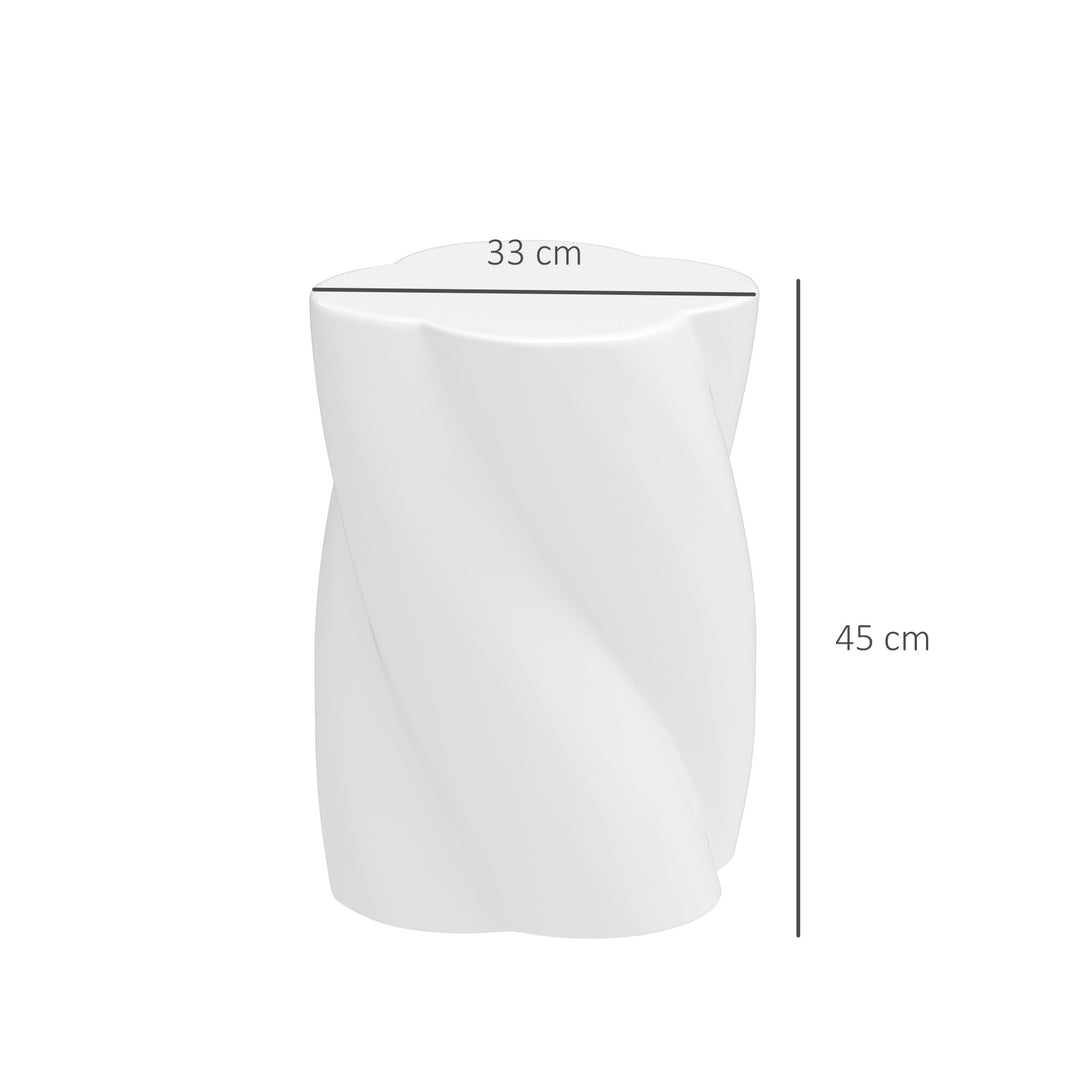 Keramisk spiralskammel, 120 kg lasteevne, 33 x 45 cm, vejrbestandig haveskammel med låg, hvid