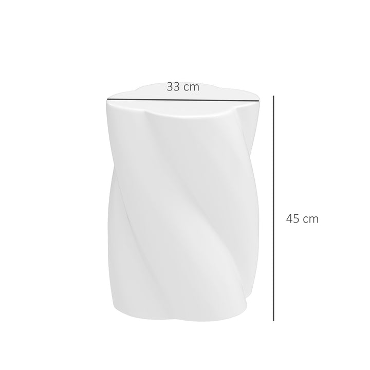 Keramisk spiralskammel, 120 kg lasteevne, 33 x 45 cm, vejrbestandig haveskammel med låg, hvid