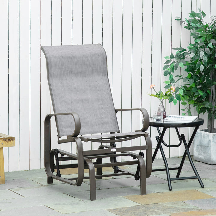 Havegyngestol, havestol, afslapningsstol, havegynge, metalgyngestol til have, terrasse, balkon, Texteline grå+brun, 60 x 78 x 105 cm