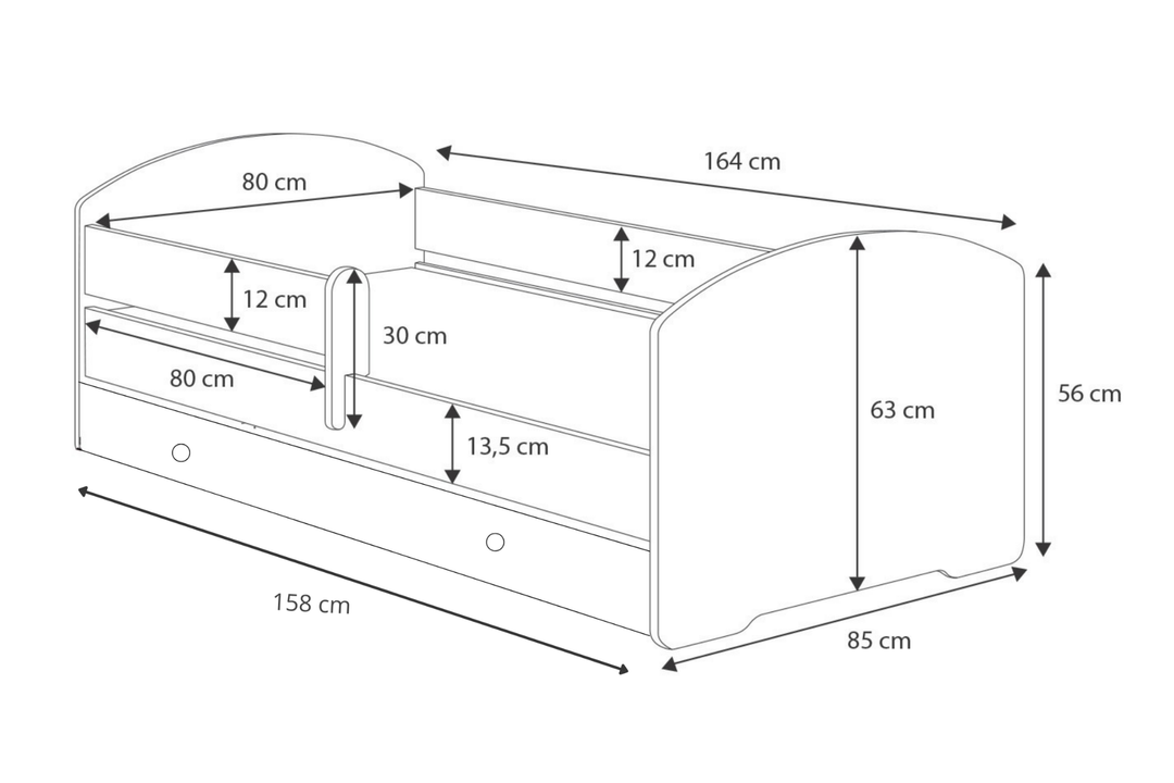 Børneseng LUK 160x80 med skuffe - Havfrue