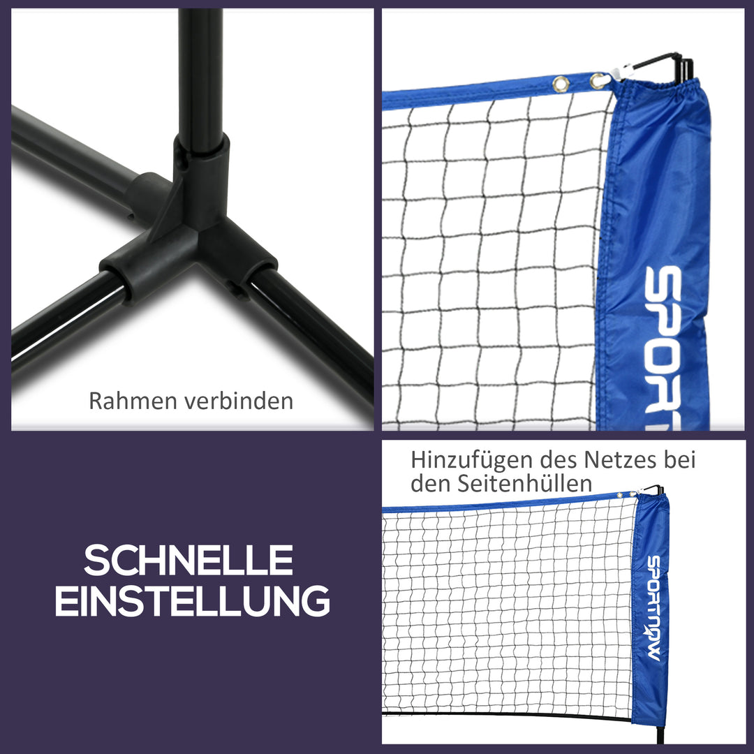 Badmintonnetsæt, foldbart volleyballnet 103/120/155H cm, blå