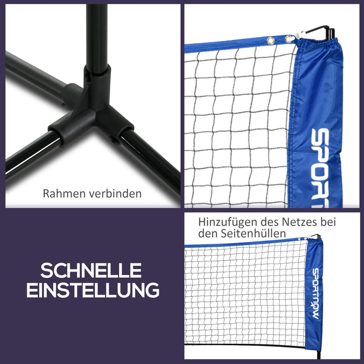Badmintonnetsæt, foldbart volleyballnet 103/120/155H cm, blå