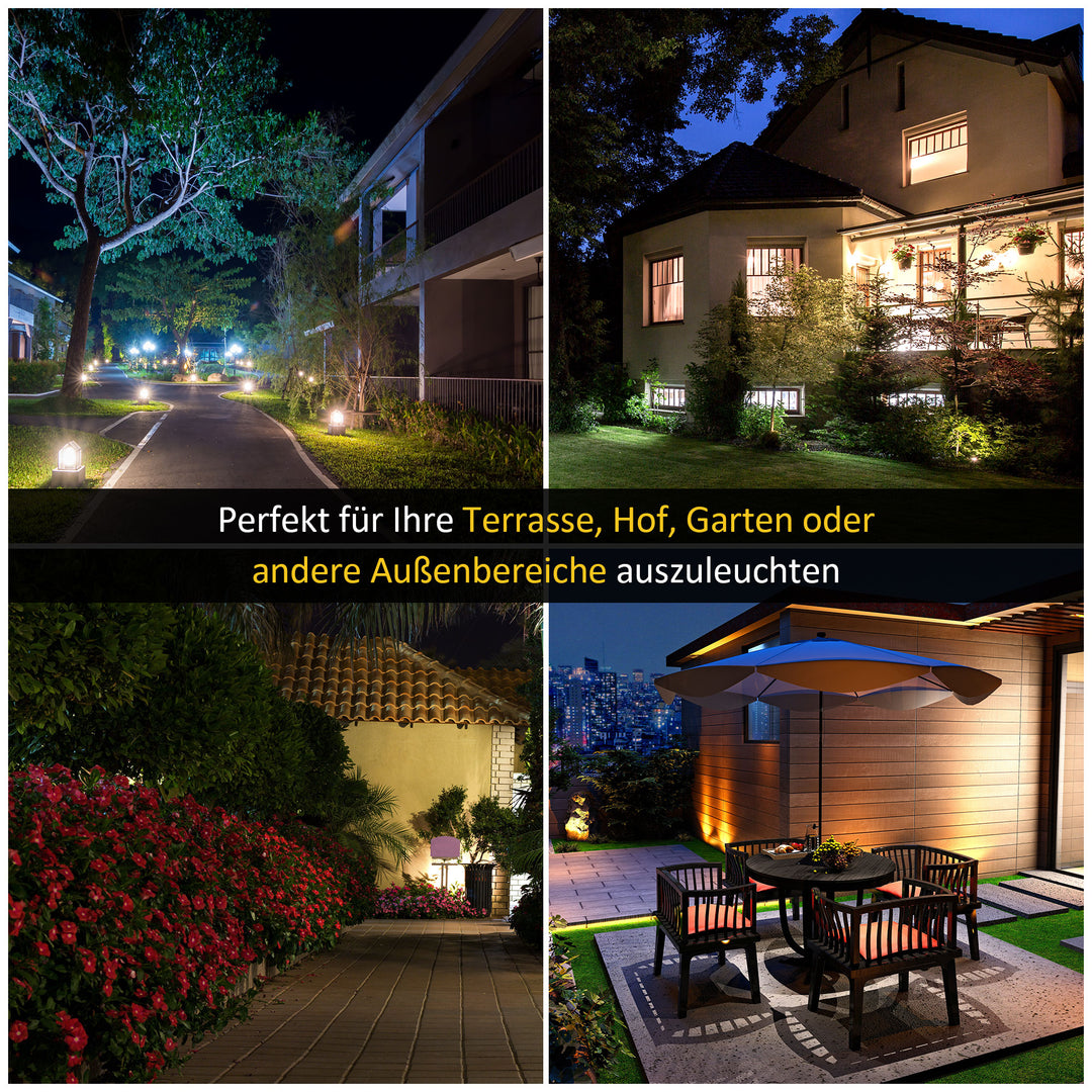 Solcelledrevet havelanterne havelampe stilampe med 19 led'er 130 lumen 3000k aluminium hærdet glas sort 22 x 22 x 194 cm