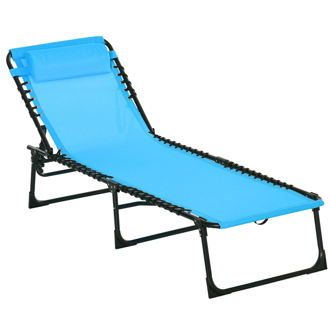 Solseng, foldbar, åndbart betræk, metalramme, 189 x 58 x 30 cm, blå