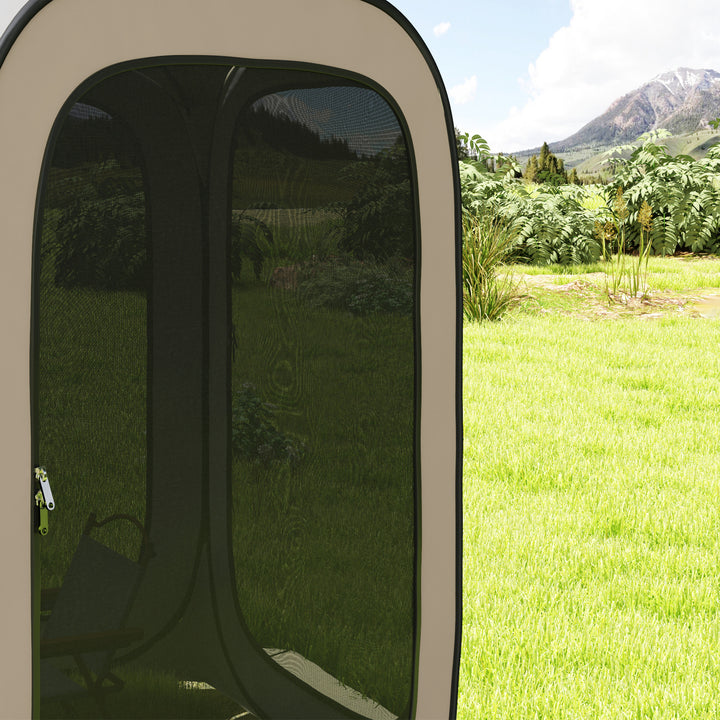 Pop-up campingtelt, bærbart, upf50+ beskyttelse, netsider, ståltråd, khaki