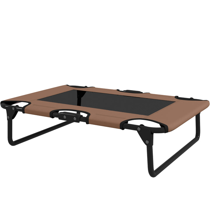 Forhøjet hundeseng, sammenklappelig hundeseng, udendørs hundeliggestol med netdesign, kaffe oxford 75 x 51 x 18 cm