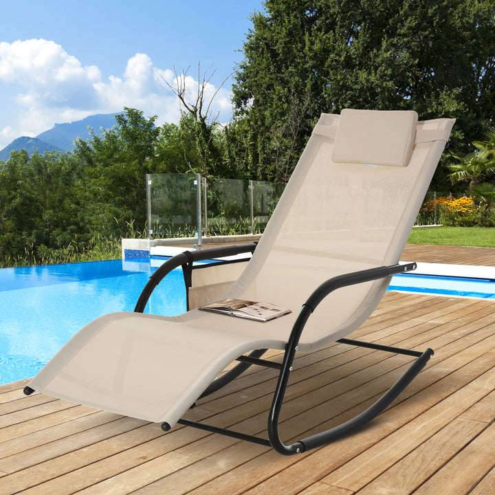 Gyngestol, gyngestol, havestol, gyngestol, metalnet, beige, 150 x 62 x 88 cm
