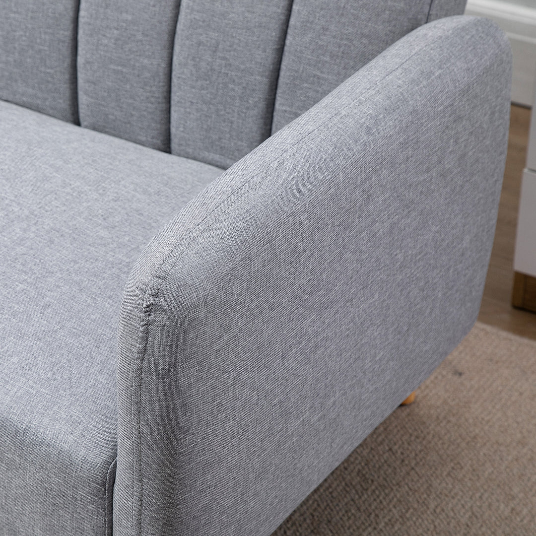 Sovesofa, 2-personers stofsofa, sofa med sovefunktion, hørlignende polyester, gummitræ, 173 x 75 x 73 cm, grå