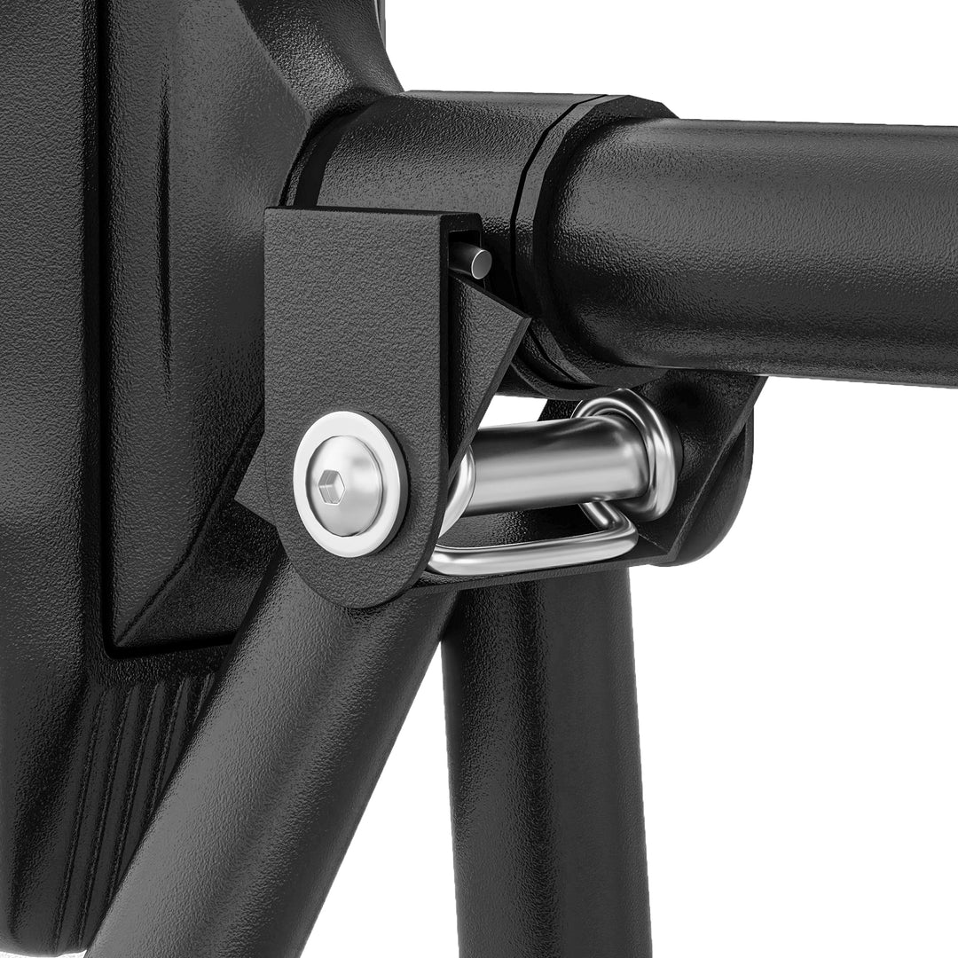 Pull-up bar, justerbar 81-107 cm, vaterpas, 6-punkts støtte, metal, sort/rød