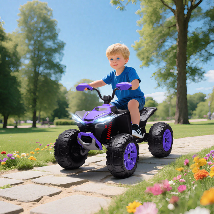 Børns elektriske ATV, 24V elektrisk køretøj med 4 hjul, forlygter, USB-port, MP3-funktion, 6,5 km/t, 3-8 år