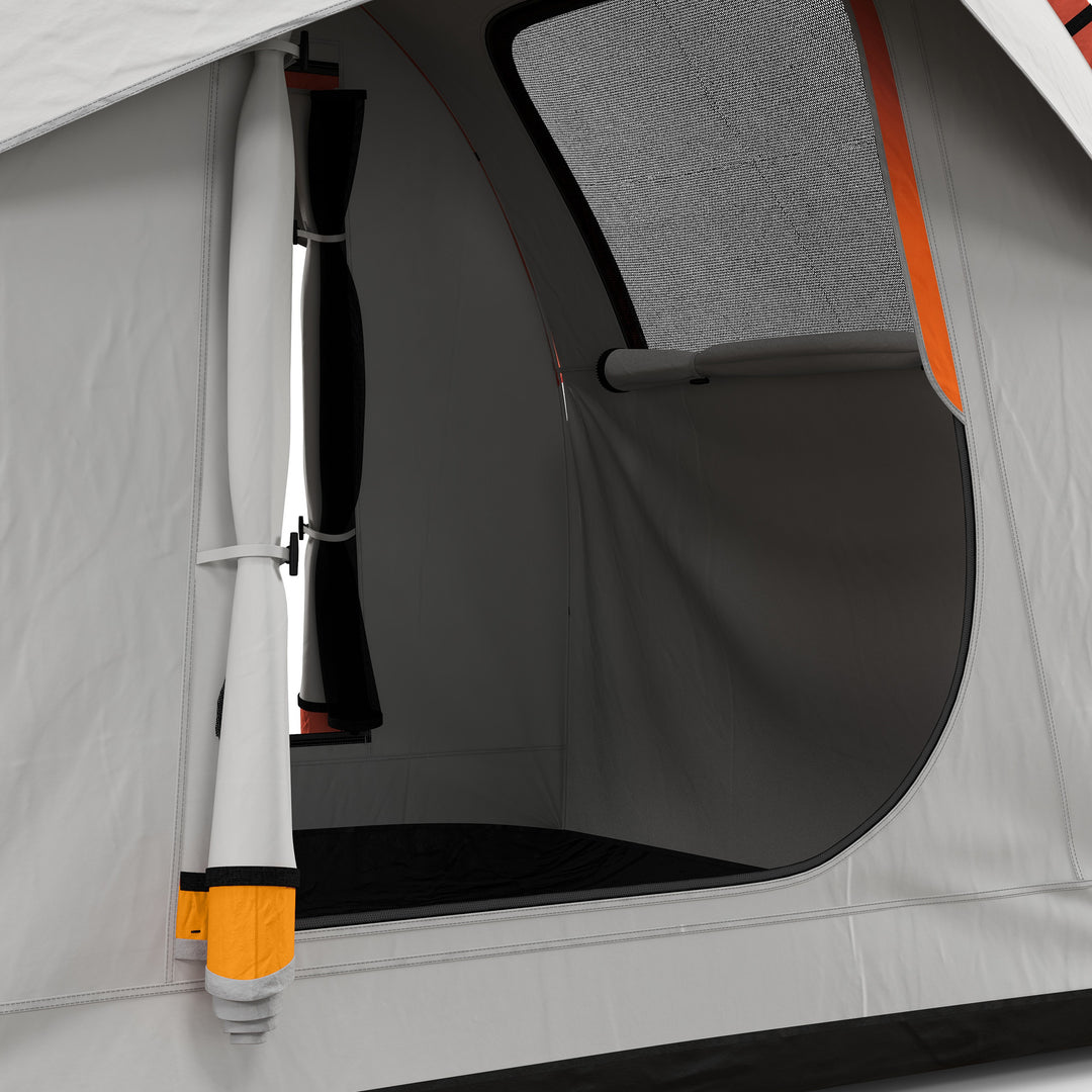 Biltelt campingtelt, 3 døre, vejrbestandigt, 239 cm x 210 cm x 210 cm, orange + grå