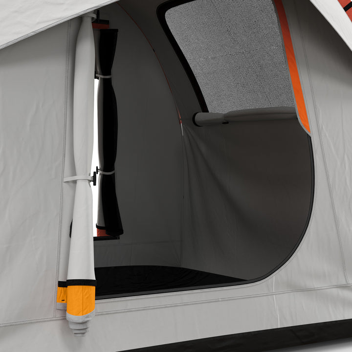 Biltelt campingtelt, 3 døre, vejrbestandigt, 239 cm x 210 cm x 210 cm, orange + grå