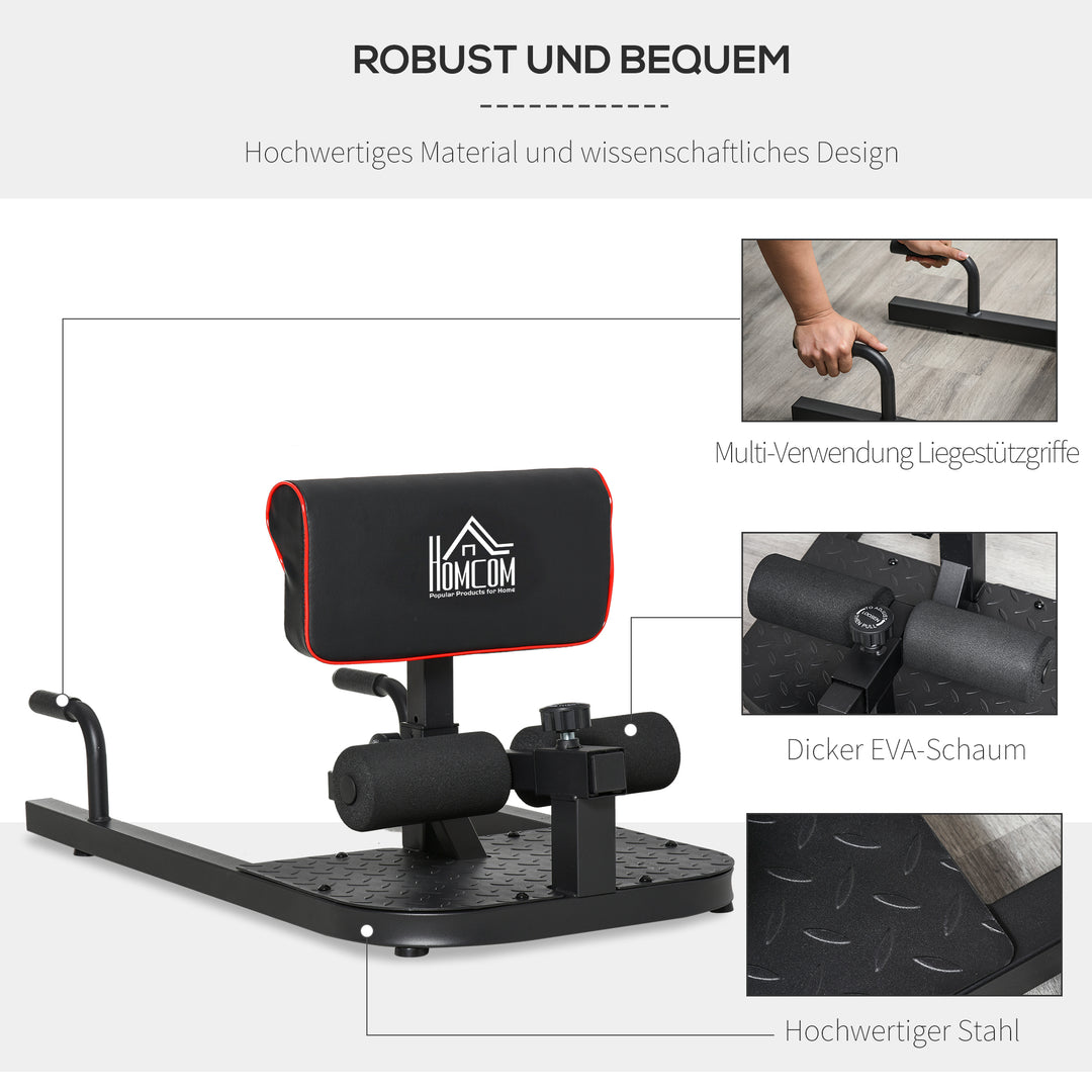 Sissy squat squat trainer bentræner mavetræner baldetræner 3 i 1 træner justerbar op til 120 kg stål sort 50 x 97 x (44,5–56,5) cm