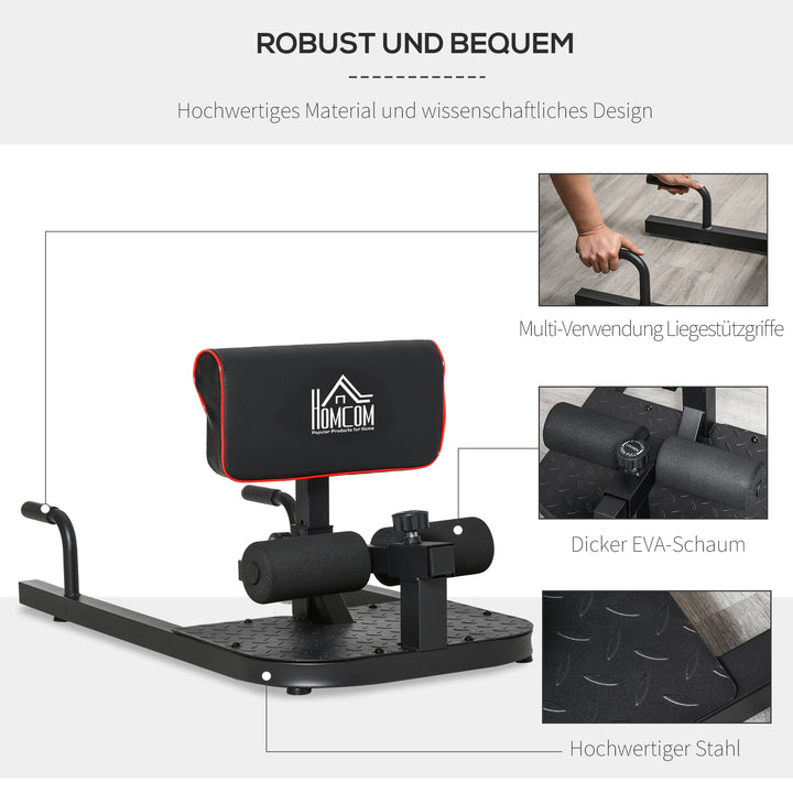 Sissy squat squat trainer bentræner mavetræner baldetræner 3 i 1 træner justerbar op til 120 kg stål sort 50 x 97 x (44,5–56,5) cm