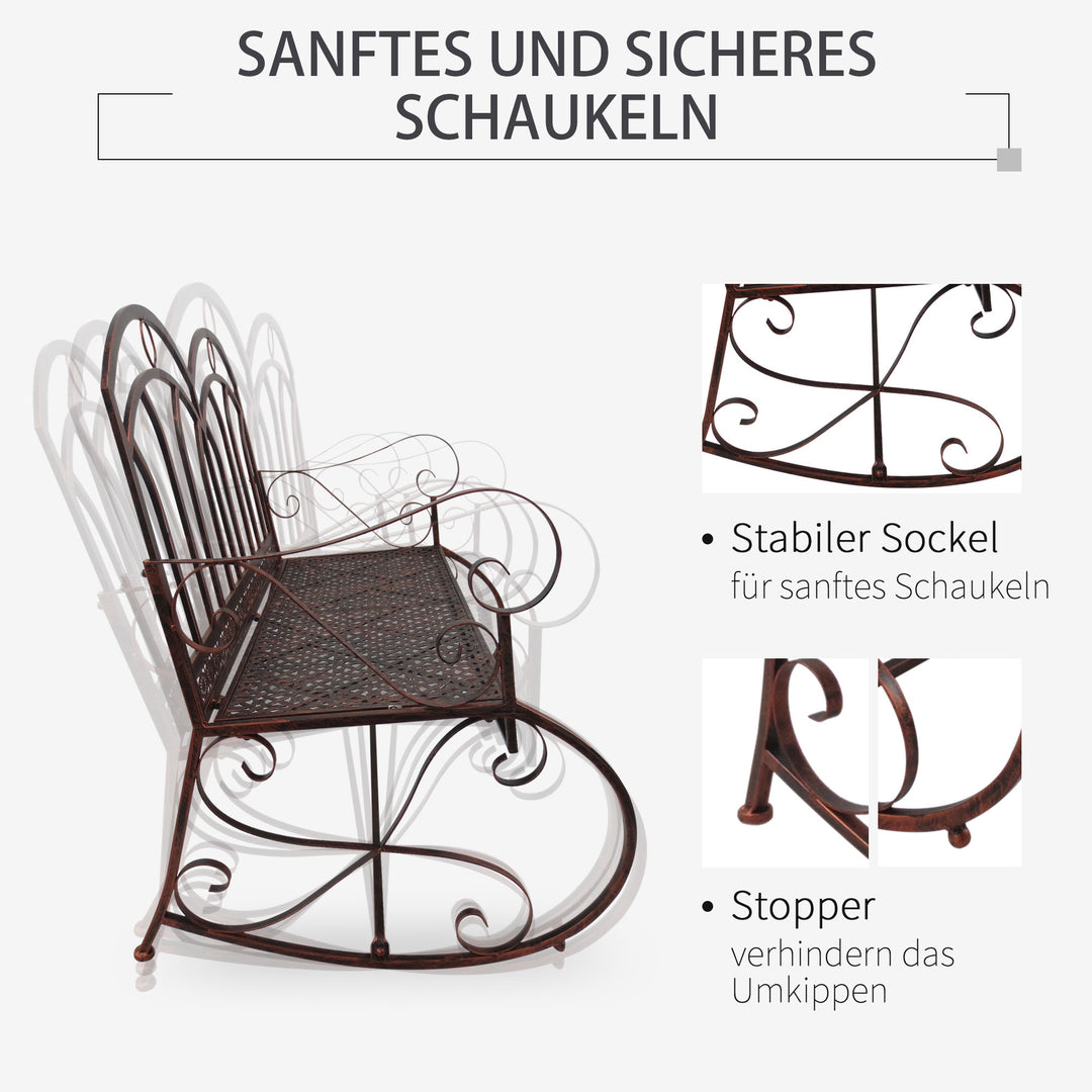 Havebænk gyngestol parkbænk 2-personers metal (model 3/ bronze-rød)