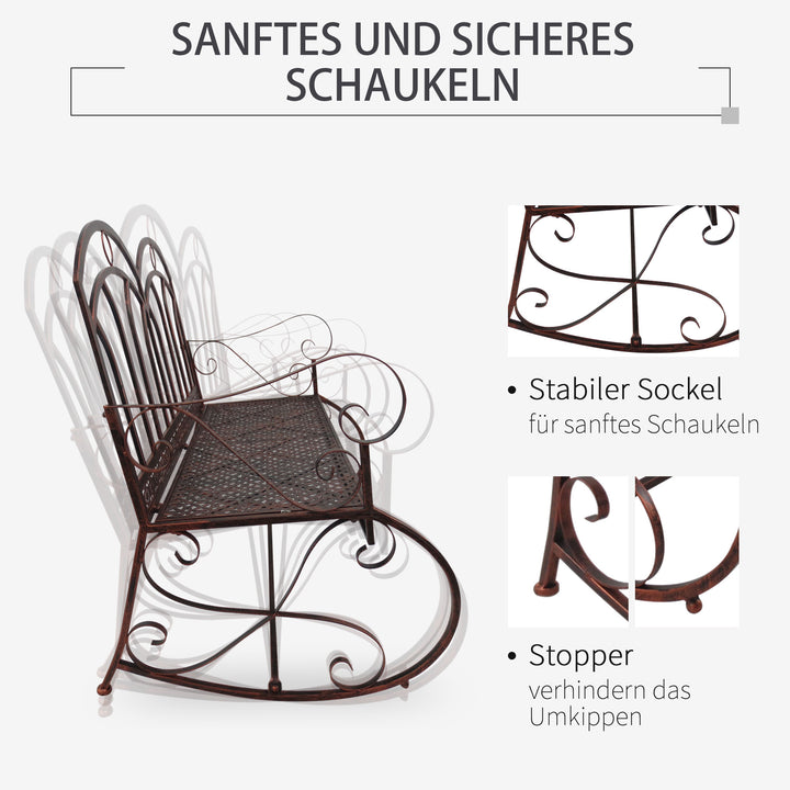 Havebænk gyngestol parkbænk 2-personers metal (model 3/ bronze-rød)