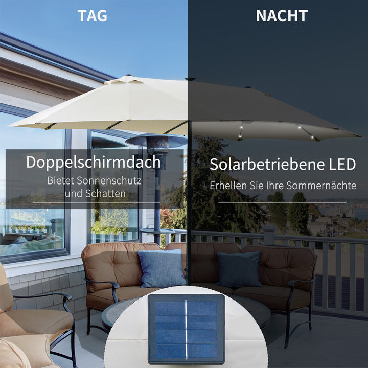 Oval parasol cremehvid 440 x 256 cm