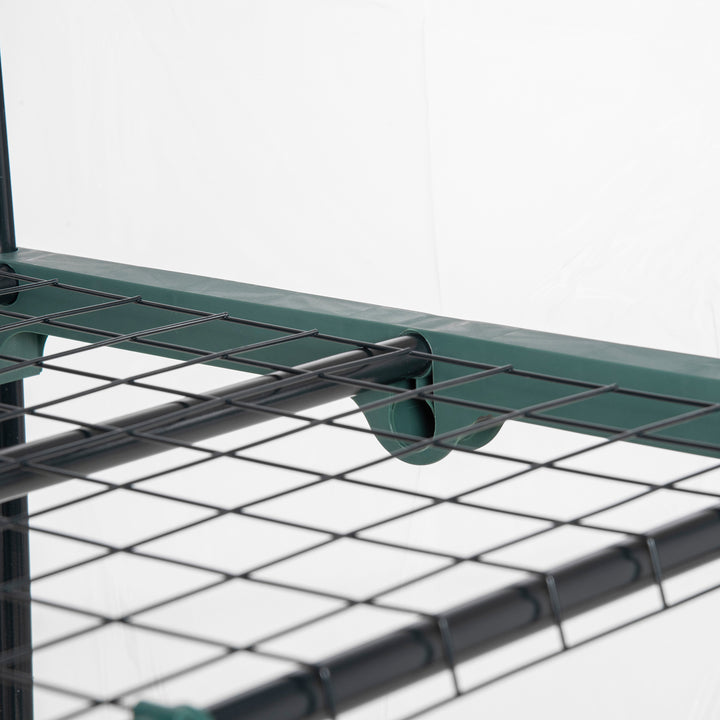 Minidrivhus med 5 hylder til blomster eller grøntsager, transparent+grønt stål, plastik, 69 x 49 x 193 cm