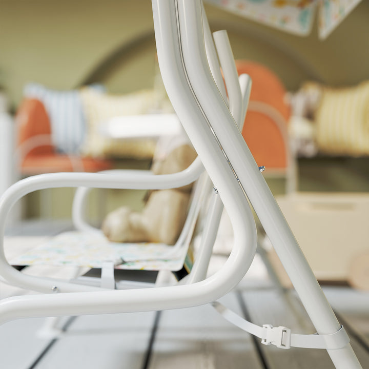 Børnegynge til verandaen, stålramme, 2-personers, 60 kg lasteevne, hvid