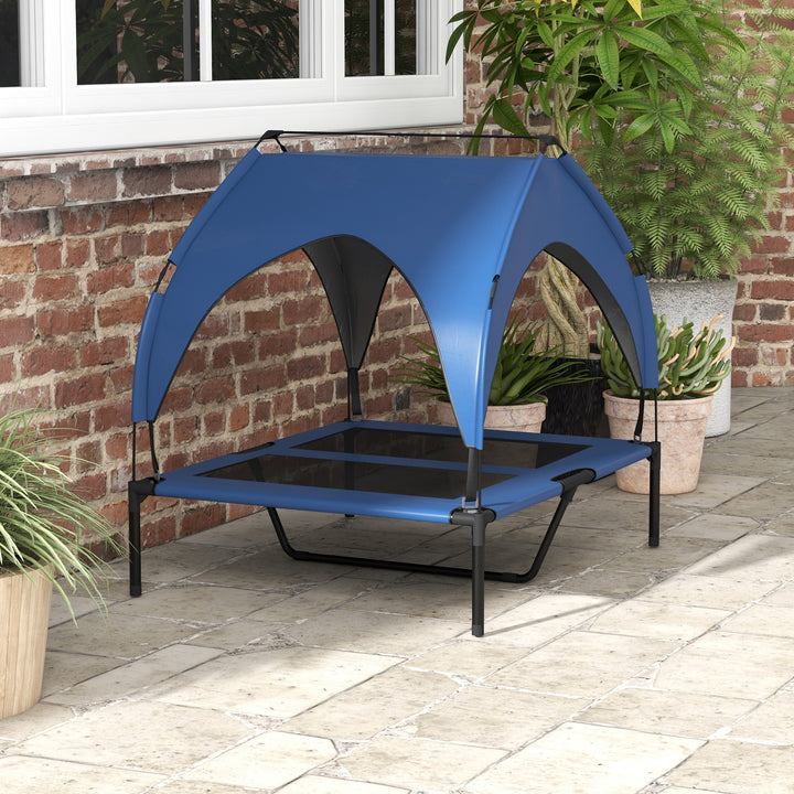 Hundeseng med tag, åndbar, vandafvisende, op til 30 kg, 91 x 76 x 89 cm, mørkeblå