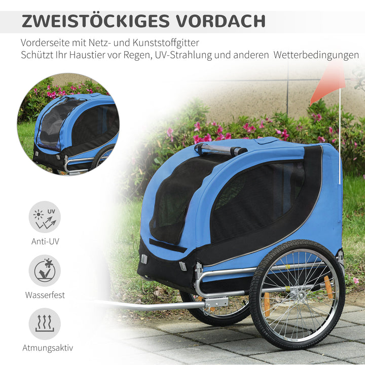 Cykeltrailer op til 20 kg, universalkobling, sikkerhedsanker, reflektor, stål, blå+sort