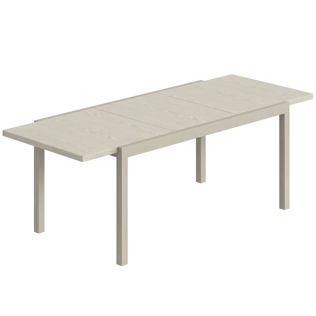 Udtrækkeligt havebord 154/214 x 85 cm, aluminiums spisebord til 8-10 personer med trælook, lysegrå