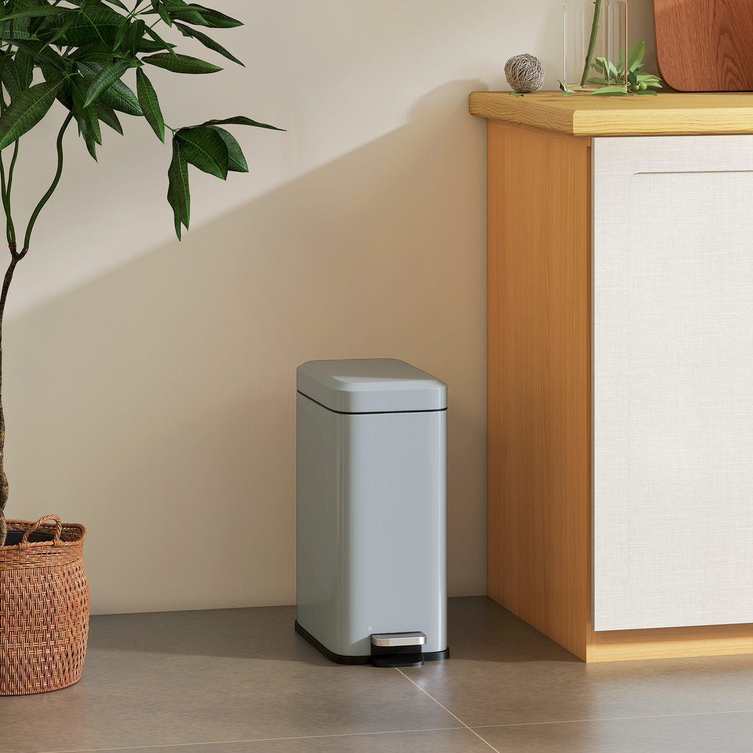 Metal skraldespand, 5 l kapacitet, med fodpedal, med indvendig spand, grå