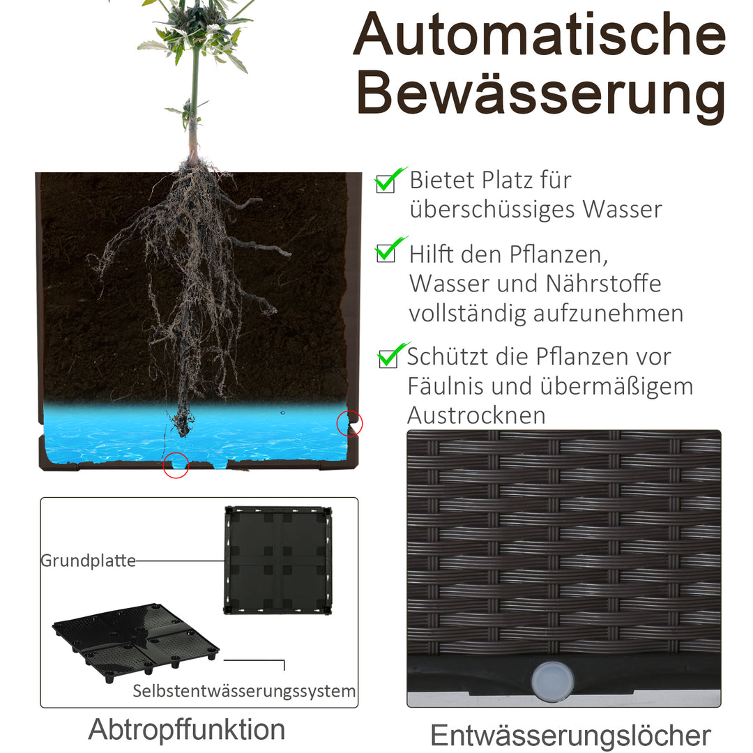 Højbed 6-delt plantekasse med drænhuller, rattan-look, gør-det-selv brun 40 x 40 x 44 cm