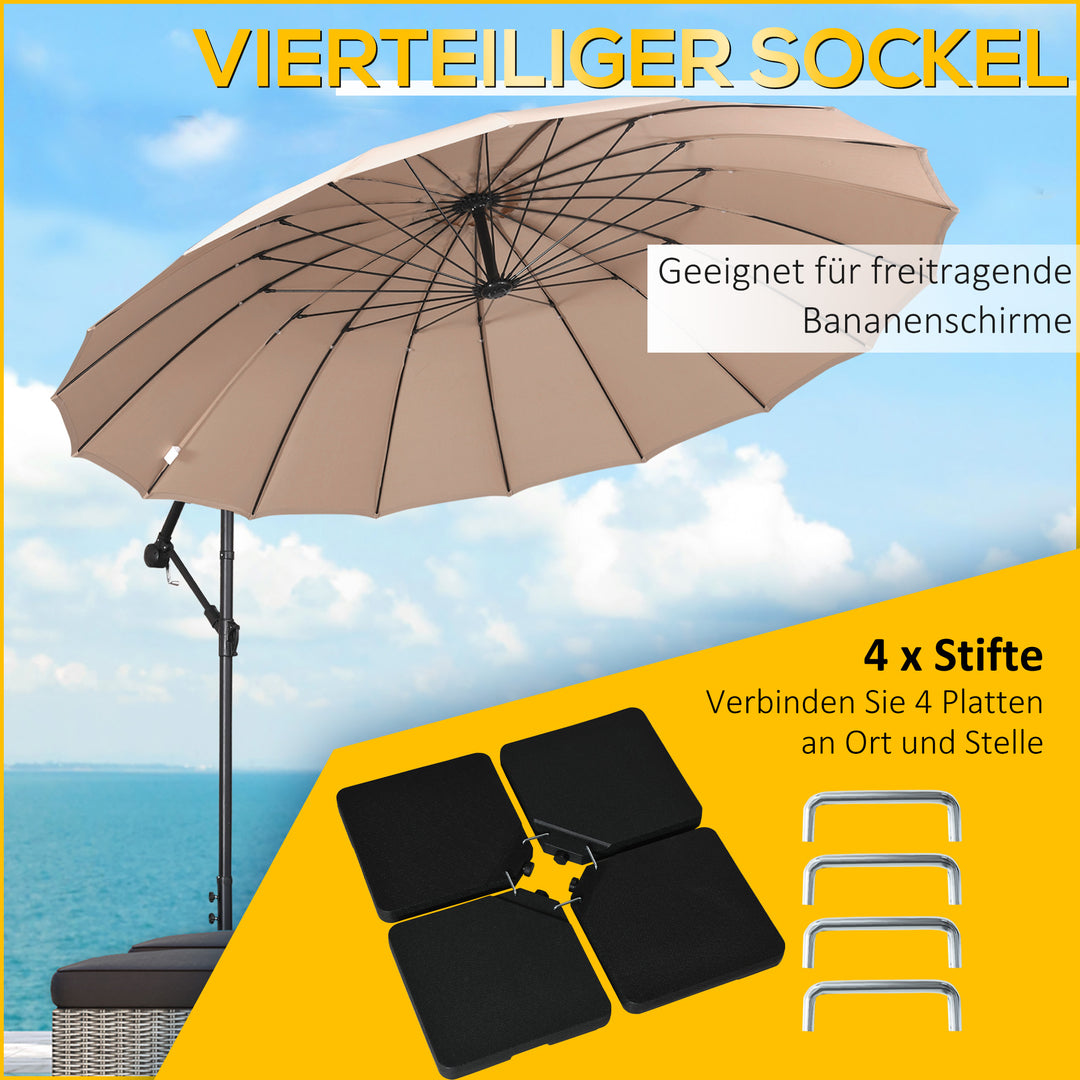 4-delt parasolfod, parasolvægt, parasolfod til udkragningsparasoller i sand/vand op til 60/70 kg