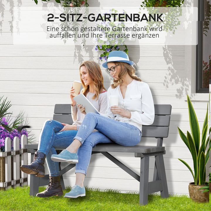 2-personers havebænk i træ, vejrbestandig, UV-bestandig, havemøbler med ryglæn, 116 x 56 x 80 cm, grå