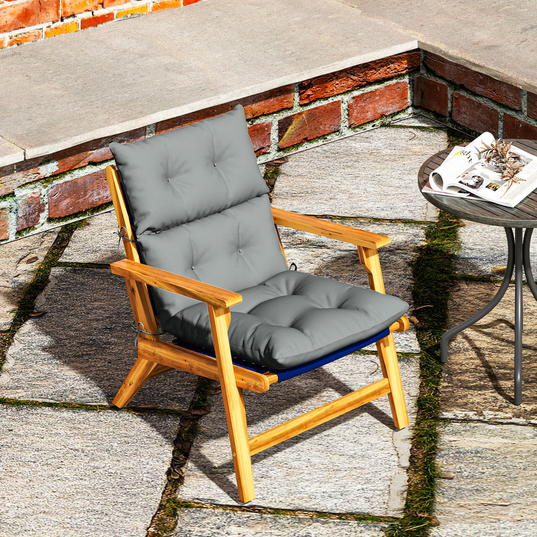 Siddehynde, tyk polstret siddehynde med ryglæn, gyngestolshynde, til indendørs og udendørs brug, lysegrå