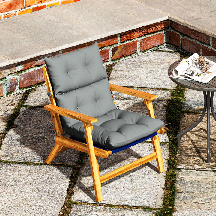 Siddehynde, tyk polstret siddehynde med ryglæn, gyngestolshynde, til indendørs og udendørs brug, lysegrå