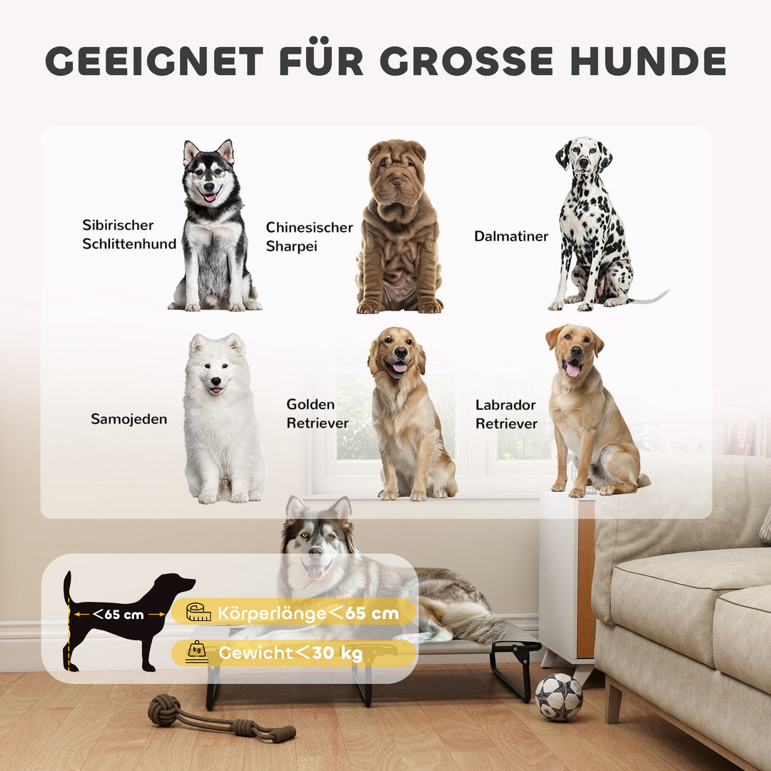 Bærbar forhøjet hundeseng, forhøjet hundeseng med åndbart net, til store hunde, lysegrå