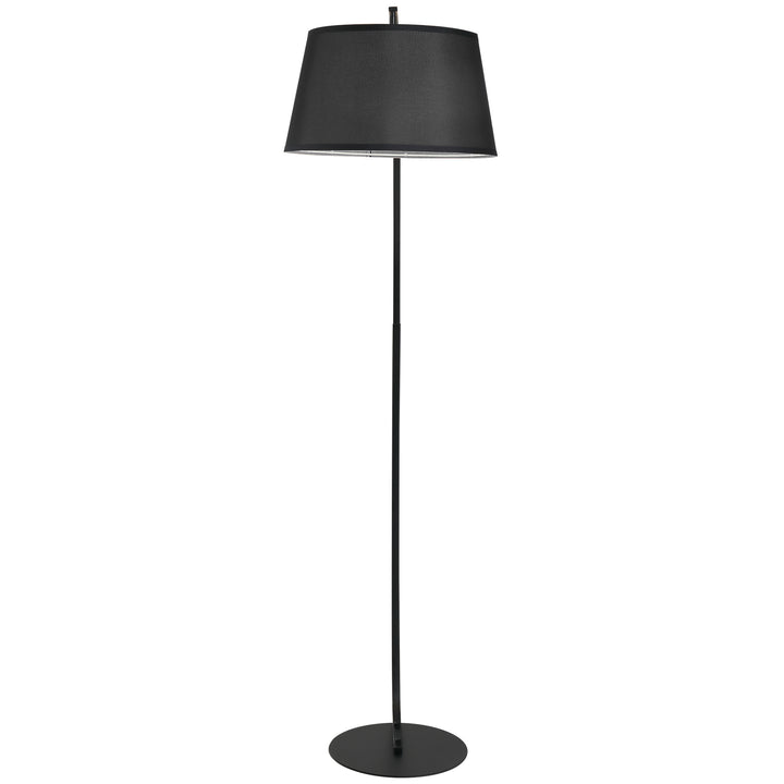 Gulvlampe, buet gulvlampe med stofskærm, gulvlampe med rund fod, metal, 105l x 47b x 190h cm, sort