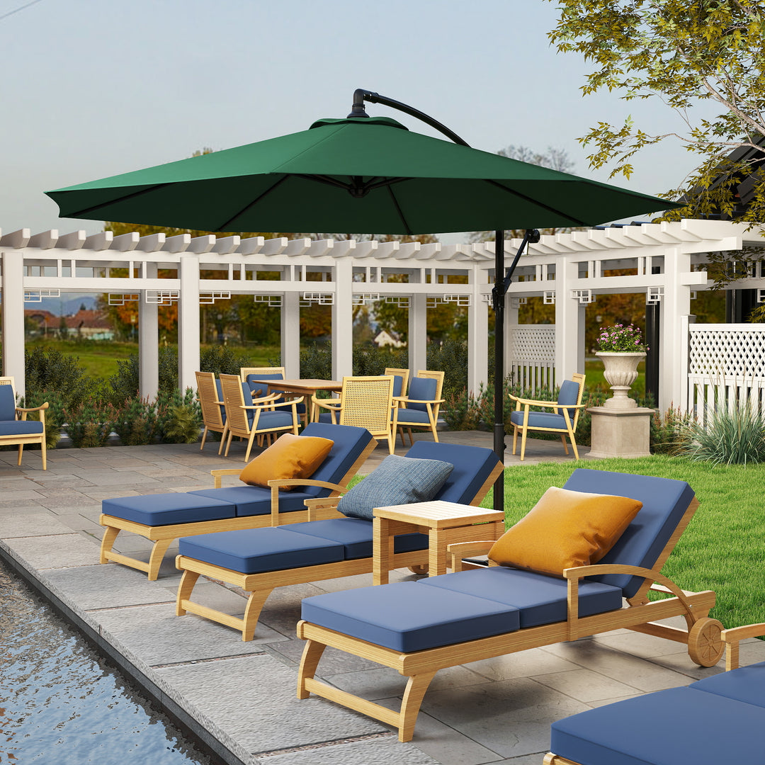 Parasol med håndsving vejrbestandig 3 mx 3 mx 2,5 m xxl grøn