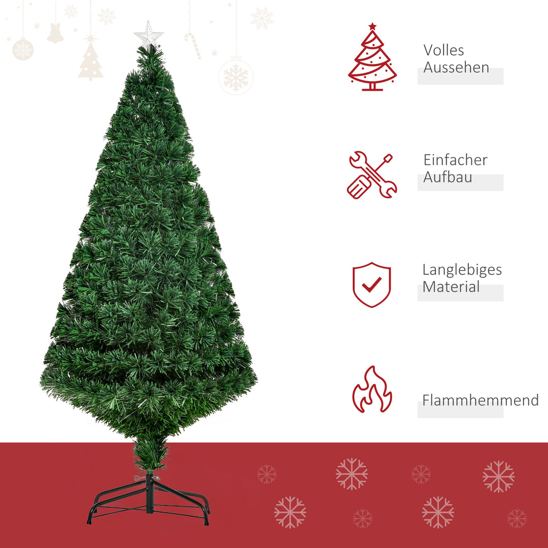 Kunstigt juletræ 150 cm med glasfiber, kunstigt grantræ med LED-belysning, 180 spidser, juletræspynt inklusive metalfod til indendørs brug