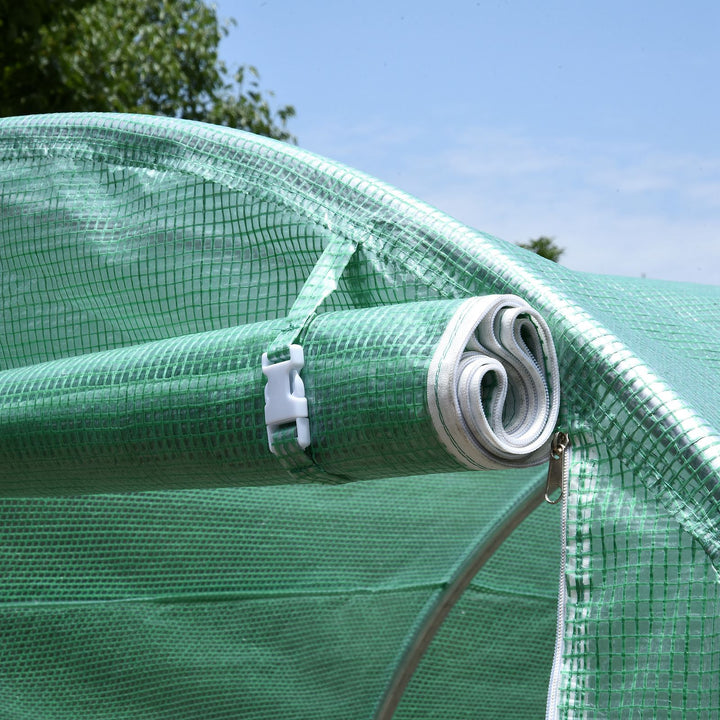 Rundbuedrivhus, 6 masker, transparent film, metalramme, 3,95 x 1,95 x 1,90 m, grøn