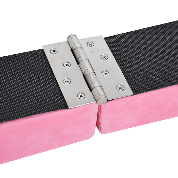 Sammenklappelig balancebom, skridsikker, ruskindsbetræk, holdbart træ, 210 x 10 x 6,5 cm, pink